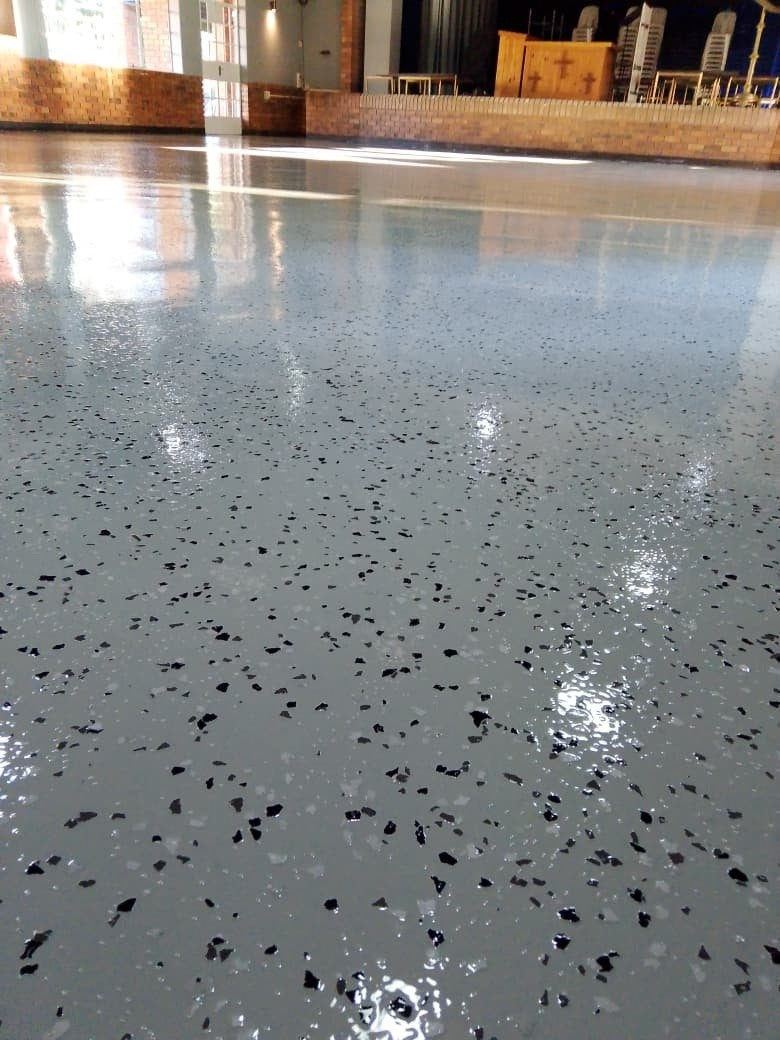 Grey Epoxy Flake Flooring System